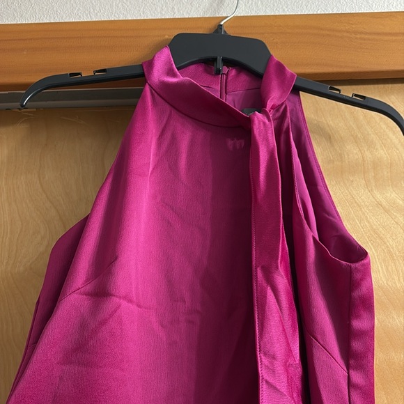 Vince Camuto Fuchsia Bow-Neck Satin Dress Size 2 - Picture 3 of 15
